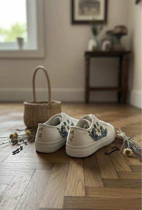 Plátené, ručne vyšívané tenisky, 36 - 42