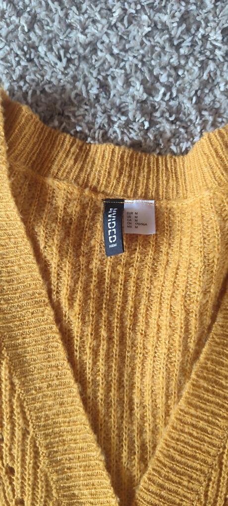 Horčicovo žltý rebrovaný kardigán, h&m,m