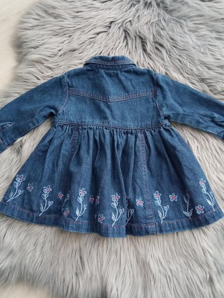 Dievčenské rifľové šaty s kvetmi, 68