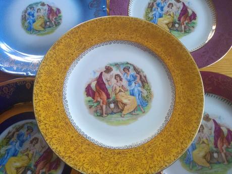 Retro porcelanové taniere  tri gracie 5ks, 