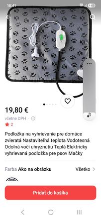 Vyhrievana podlozka pre zvierata,