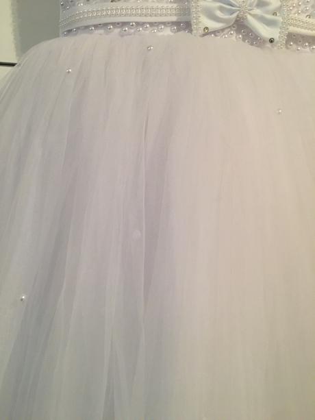 Exkluzívne dlhé biele šaty na prijimanie, svadbu, 128 / 134 / 140 / 146