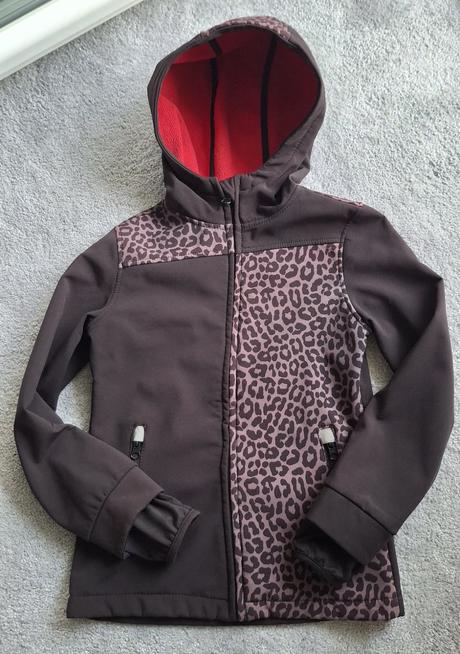 Softshelová bunda s leopardím vzorom, 128