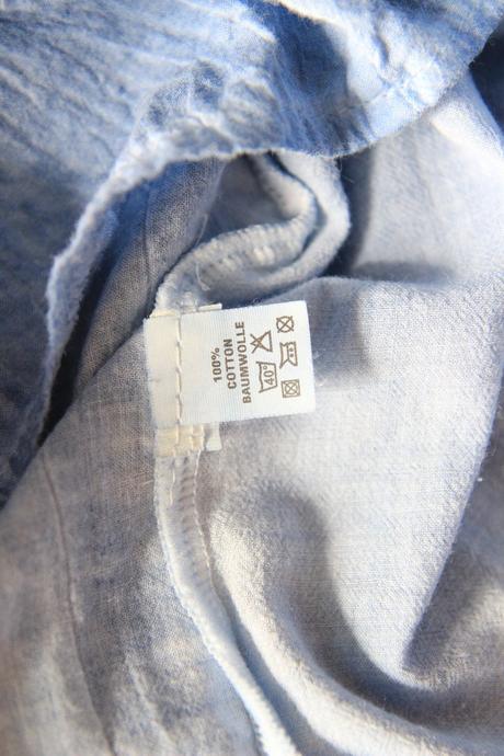 Modrá bavlnená blúzka s čipkou, xl, xl