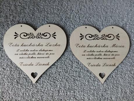 Drevené srdiečko pre p. upratovačky, p. kuchárky, 