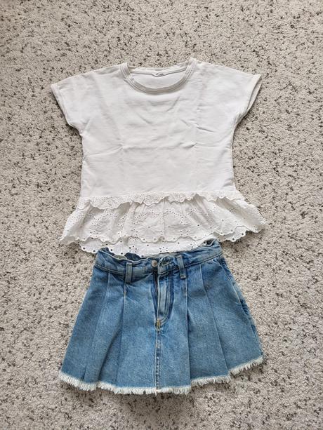 Riflove kratasy + tričko, zara,128