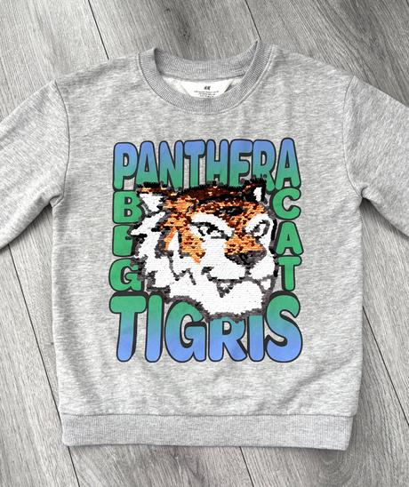 Glitrová tiger mikina veľ. 122/128, h&m,128