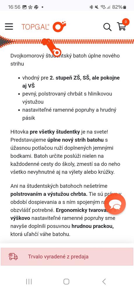 Skolsky ruksak topgal,