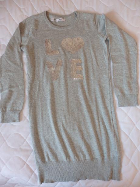 Predĺžený svetrík s flitrovaným nápisom 164/170, bonprix,164