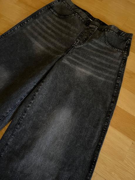 Elastické široké riflove nohavice, h&m,164