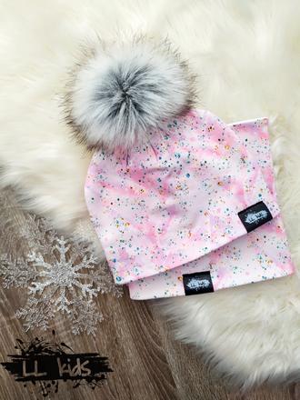 Zimný set čiapka s brmbolcom+nákrčník, 50 - 158