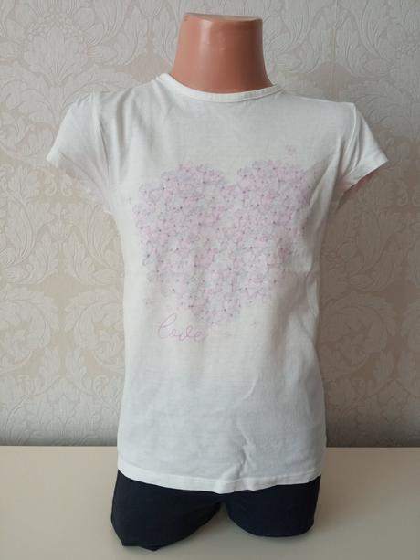 Dievčenské biele kvetované tričko (8-9r.), 134