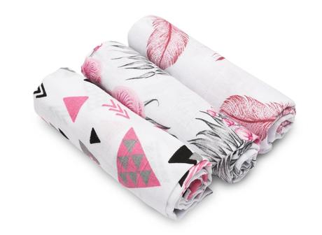 Sensillo mušelínové plienky ružové 70x80 cm, 3ks, 