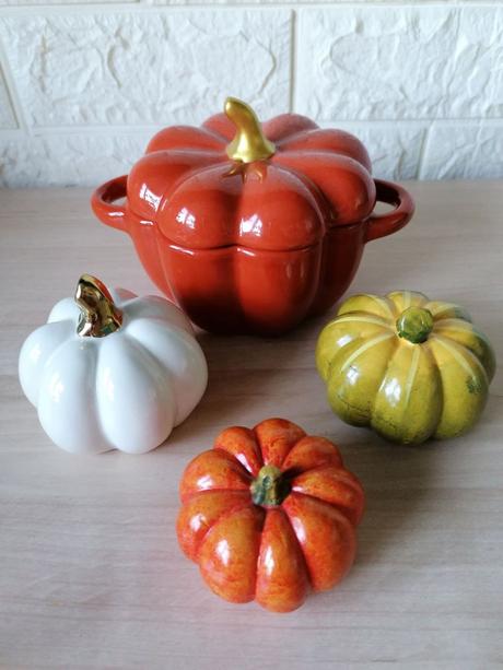 Jesenné dekorácie, keramické tekvice, 
