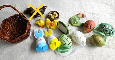 Velkonocna vyzdoba, kraslice a maly kosik, 