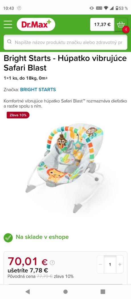 Detské kresielko do 18kg,vibruje,