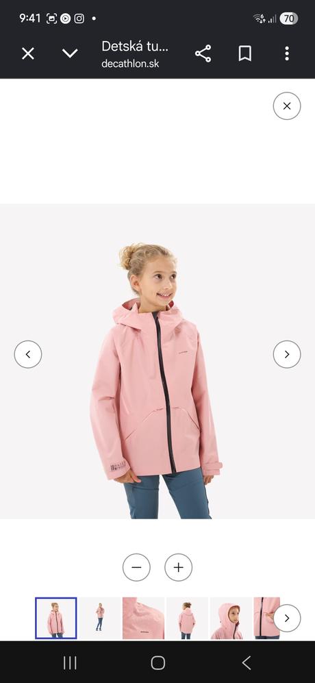 Turistická nepremokavá bunda top stav, quechua,134