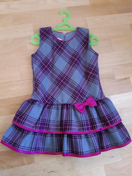 Kárované šatičky s mašľou, 98