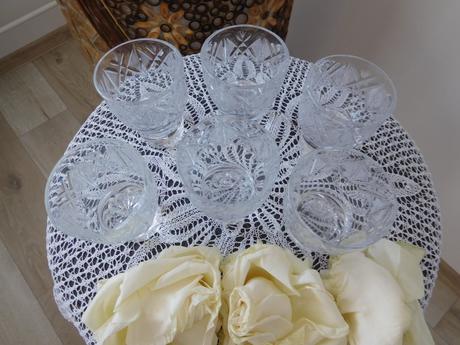 Bohémia brúsené sklo -6 kusov top top stav,, 