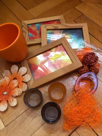 Oranžové dekorácie na tvorenie,