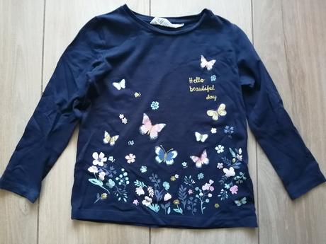 Tmavomodré tričká s dlhým rukávom, h&m,98