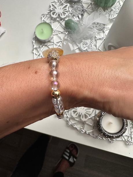 Ručne vyrábaný náramok aqua aura s citrínom,