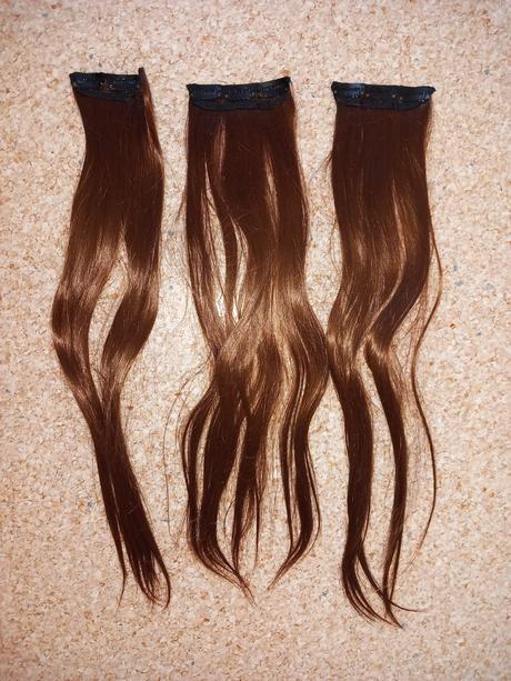 3 pásy hnedé dlhé clipin vlasy,