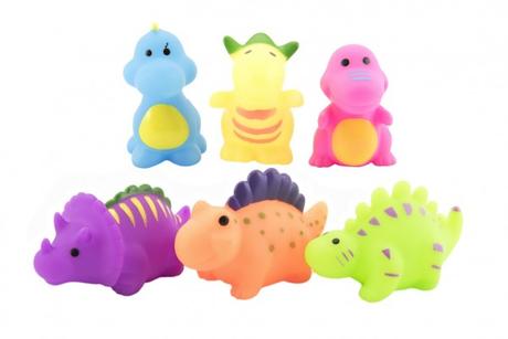 Pískacie hračky do vane dinosaury 6 ks, 