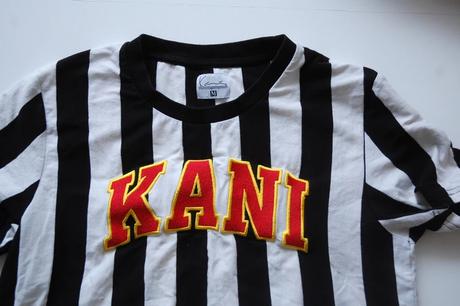 Dámske skrátené tričko karl kani pásikavé, m