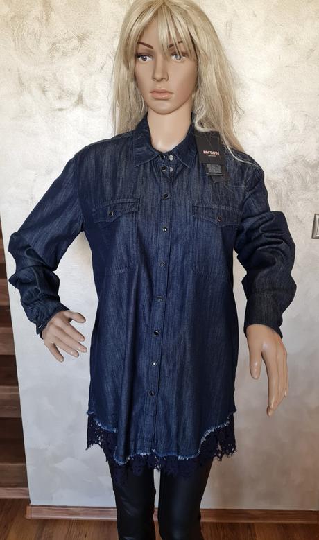 Twnset denimova kosela s krajkou, twinset,s