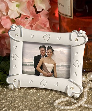 Označovač stolov - fotorámik "srdiečka"/biely, 