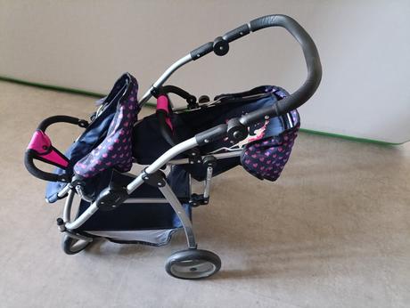 Detsky kočík pre bábiky dvojičky, 
