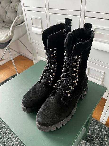 Čierne čižmy brúsená koža v.38, 38