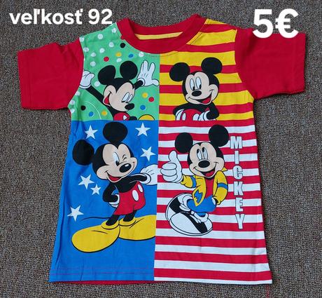 Tričko paw patrol, mickey, spiderman, cars, 92 - 134