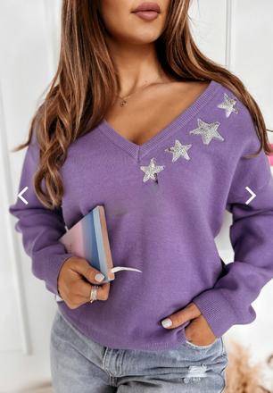 Fialový oversize svetrik, m