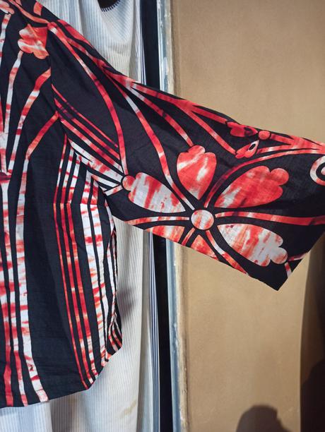 Kabátik, červeno, bielo, čierny, 46/48, 46