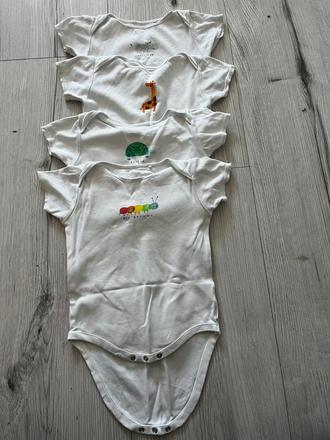 4 balenie bielych body s krátkym rukávom, next,98