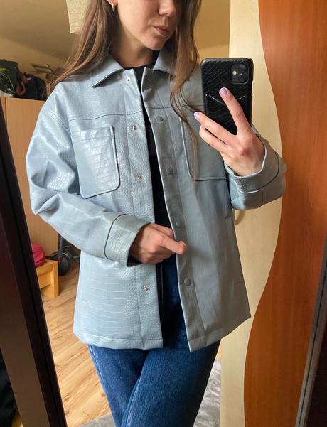 Modro-šedý kožák, primark,s