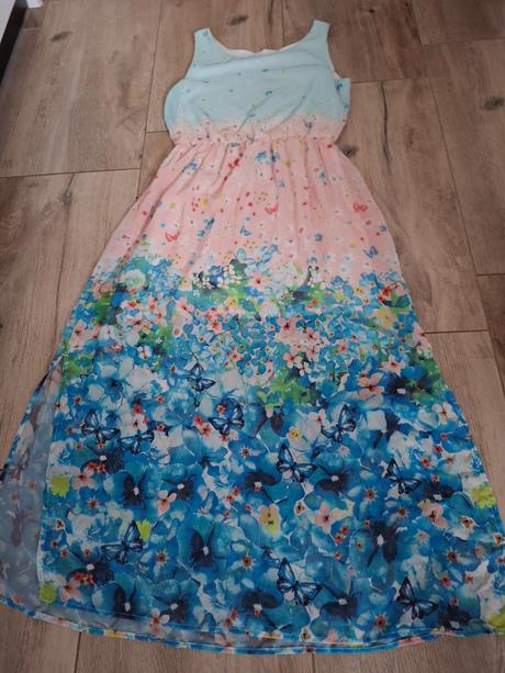 Nadherne kvetinove maxi saty s razporkami, h&m,36