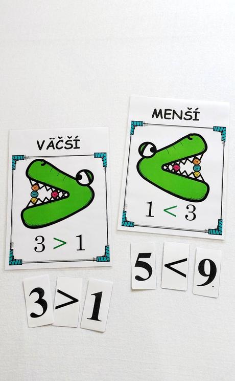 Väčší, menší, rovná sa - matematická pomôcka,