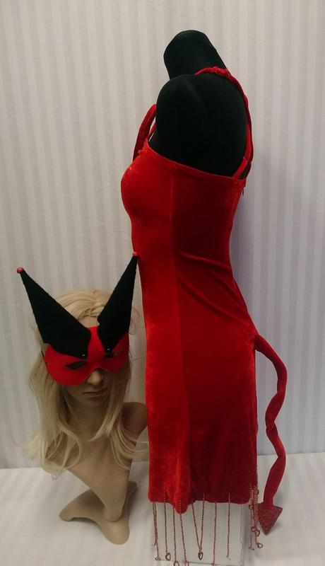 Kostým čertica s rožkami - škraboška, crazy, xs-s,