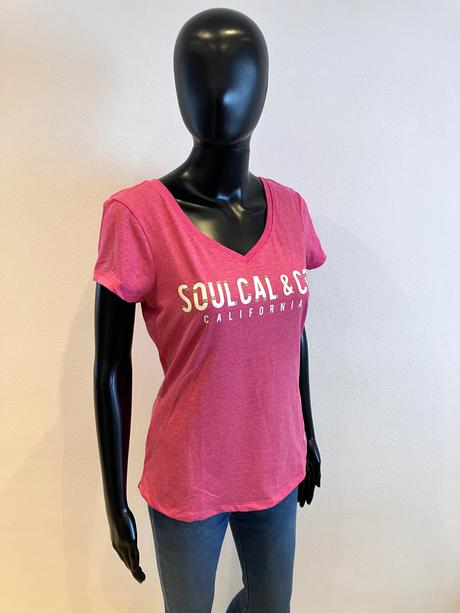 Dámske ružové tričko s nápisom soul cal (38), m