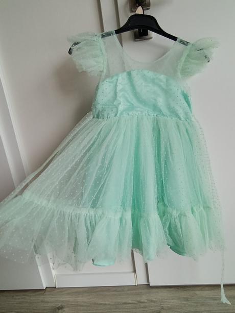 Dievčenské tylové tyrkysové šaty, 128