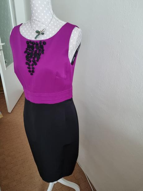 Cyklámenovo-čierne púzdrové šaty m&s veľ.40, marks & spencer,40