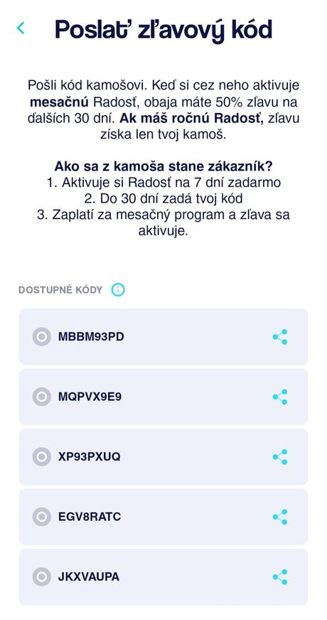 Zľavové kódy radosť, 