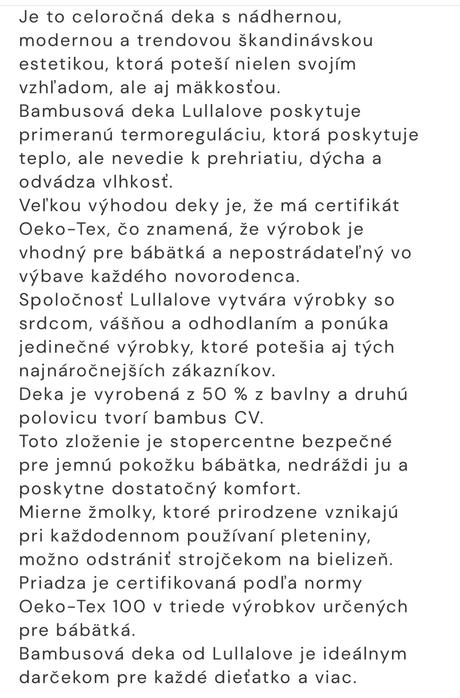 Krásna bambusová deka lullalove, 