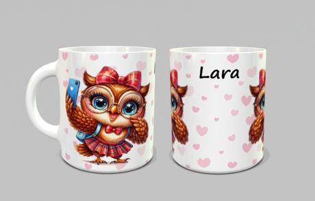 Hrnček sovička selfie s vlastným menom, 