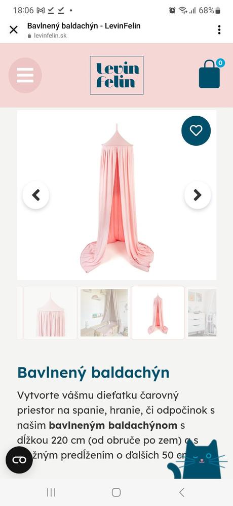 Baldachyn levin felin, šírka (cm): 70,dĺžka (cm): 220