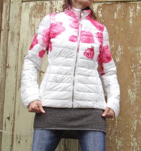 Prechodná bundička s ružami, denim,m