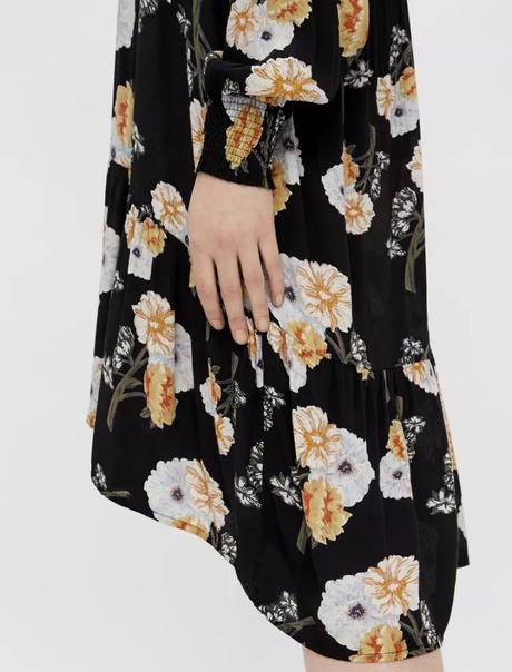 Čierne kvetované šaty pieces, xl
